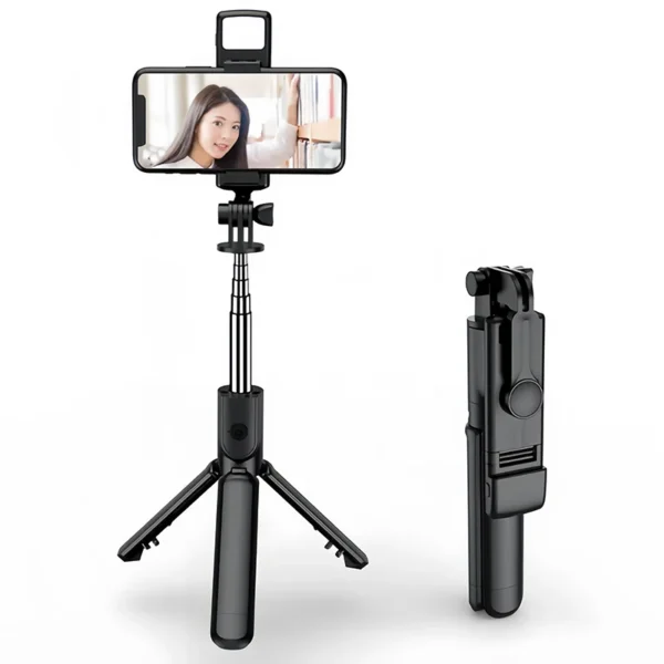 palo de Selfie, luz de relleno remota inalámbrica, soporte extensible para teléfono portátil, transmisión en vivo, grabación de Video, Bluetooth, 68cm, 10m